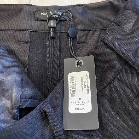 New Rag & Bone Marina Wide Leg Pleated Ponte Trouser Black Medium $358 - Picture 7 of 9